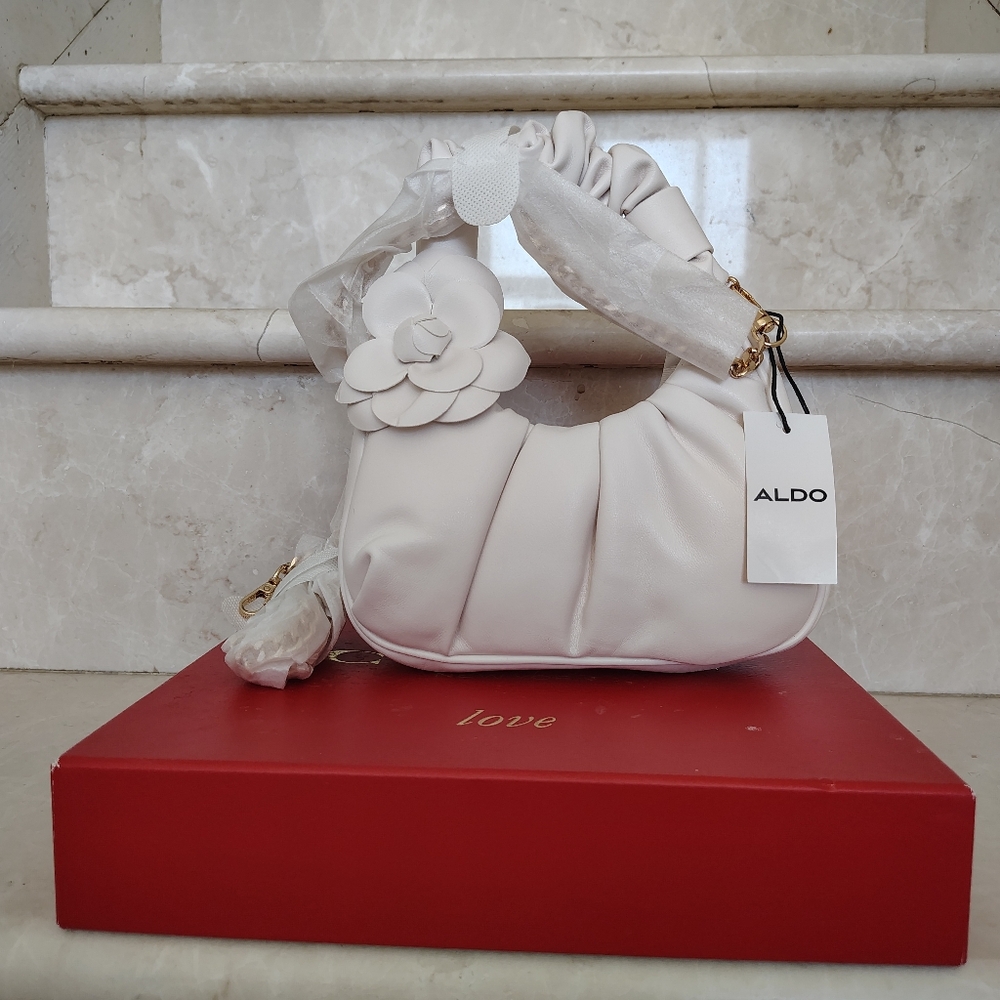 New, AlDO White Rose Accent Bag